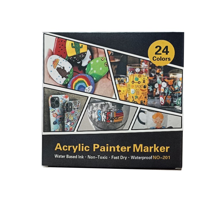 Marqueur de peintre acrylique imperméable 24 couleurs