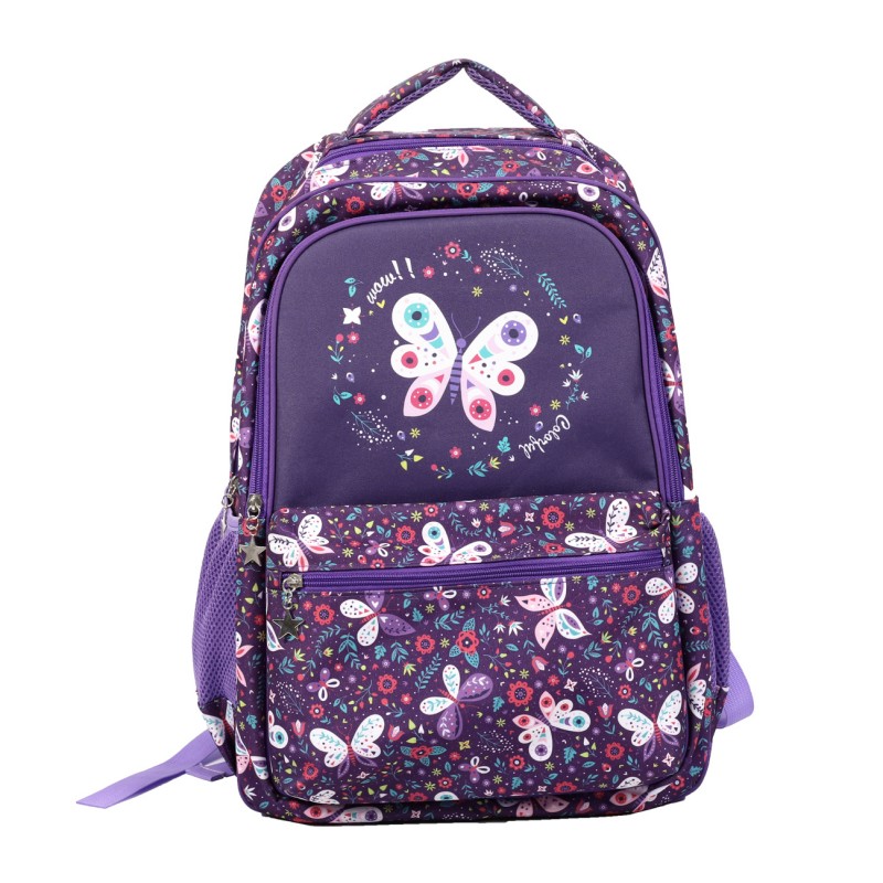 Sac d'école à bandoulière en polyester papillon