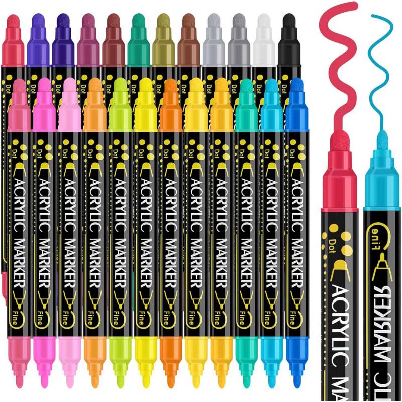 Ensemble de stylos marqueurs acryliques à double tête