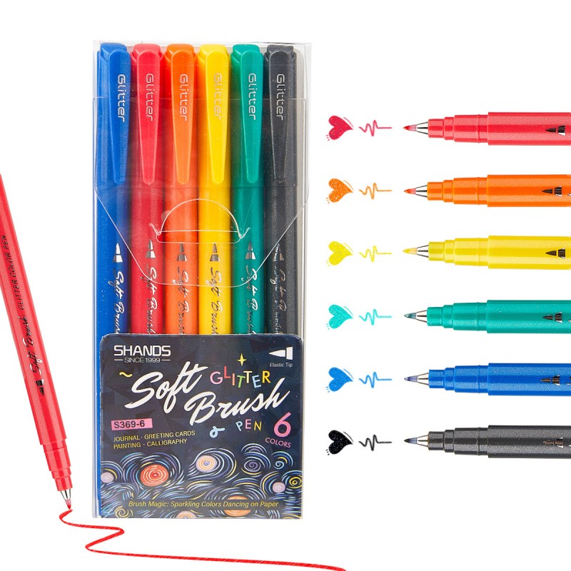 Stylo aquarelle à pointe souple pailletée, marqueur de dessin pour peinture et croquis