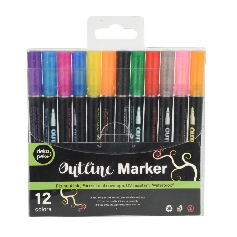 Marqueur de contour multicolore à double ligne