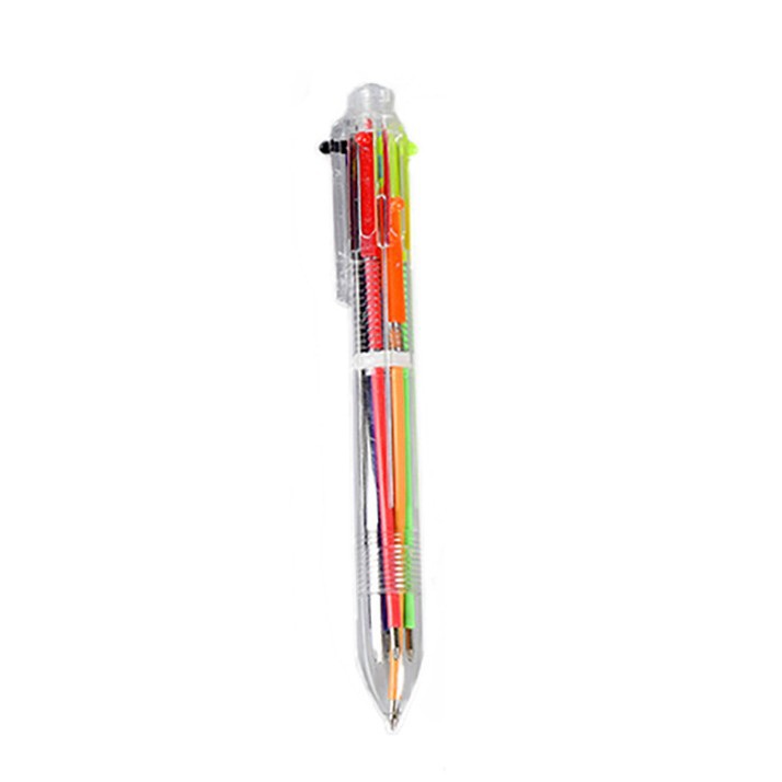 Stylo à bille transparent 6 couleurs